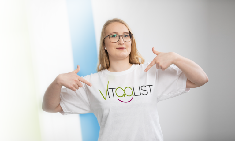 Vitaalist Logo auf T-Shirt